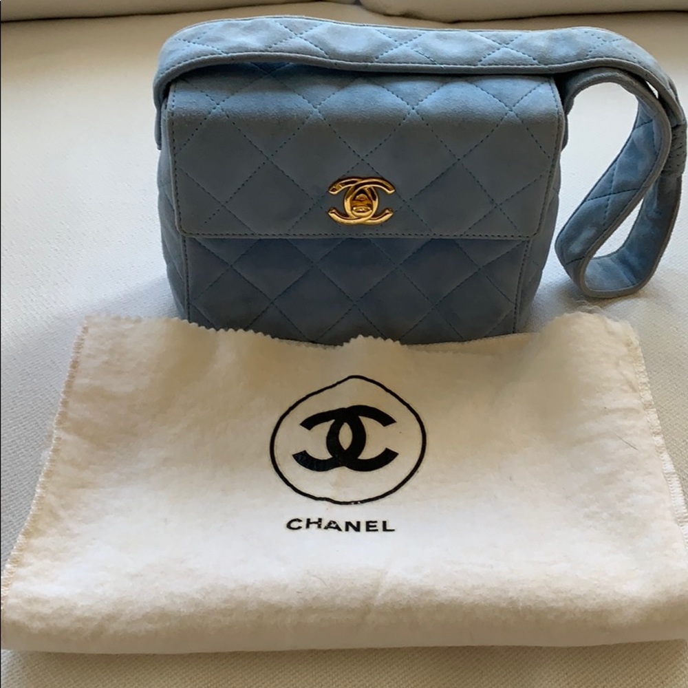 Vintage Chanel light blue handbag